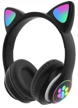 Чорні бездротові навушники з котячими вушками cat vzv-23m