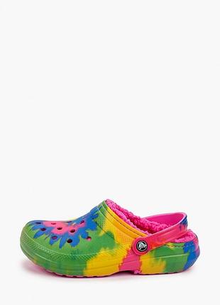 Crocs tie die утеплені капці-клоги унісекс