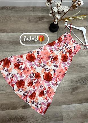 Сарафан міді максі в квіти білий в червоні рожеві маки на бретельках завʼязках zebra