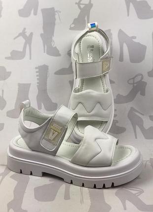 Босоніжки жіночі білі, натуральна шкіра недорого! розпродаж складу взуття 💥