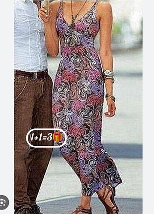 Яскрава максі сукня сарафан vivien caron принт пейслі довга сарафан довгий