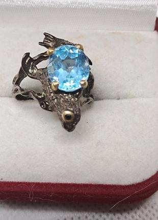 Каблучка з блакитним топазом