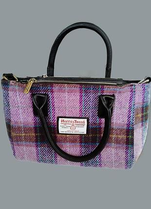 Стильная прямоугольная удобная женская твидовая сумка harris tweed на двух ручках