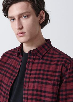 Картата сорочка cropp xs-s біла бордова сіра бавовна чоловіча жіноча лісоруб