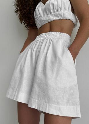 Новые льняные белые шорты h&m