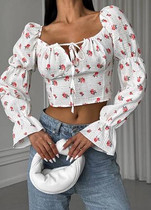 Жіночий мусліновий топ | 1062