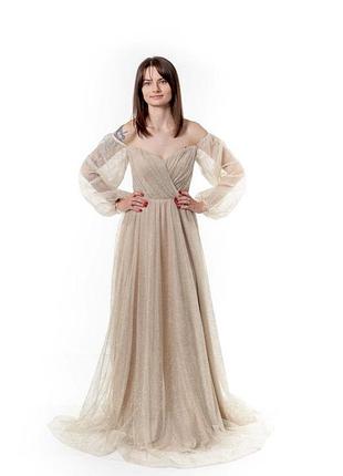 Довга вечірня сукня з рукавами