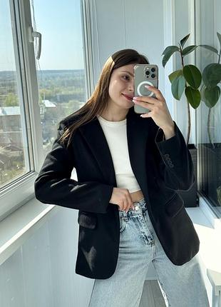 Чорний приталений піджак 1+1=3
