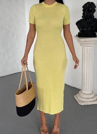 Сукня міді весняна з коротким рукавом