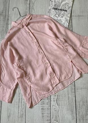 Рожева лляна сорочка zara pp xs-s