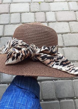 Шляпа женская летняя плетенная. хорошее качество .новая сделано в англии.с атласной лентой .