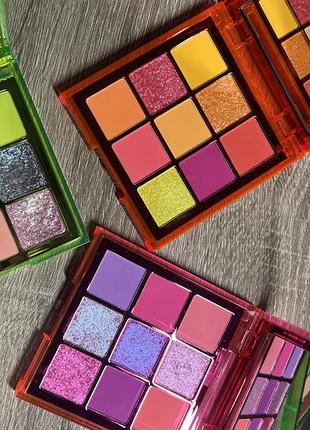 Дві палетки huda beauty neon obsessions palette neon pink та orange
