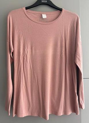 Лонгслив, футболка с длинными рукавами пудровая l, m