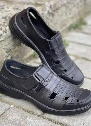 Чоловічі шкіряні літні туфлі/сандалі/мокасини