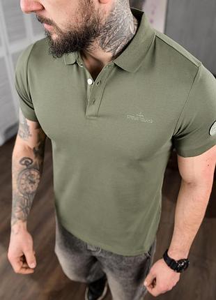 Чоловіча футболка-поло stone haki, stone футболка, чоловіча футболка, stone island футболка