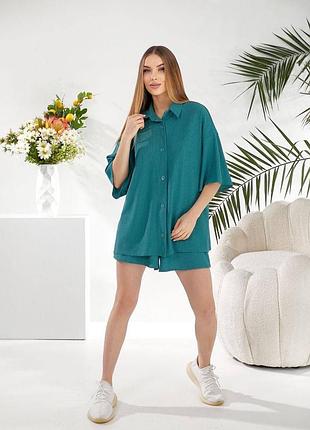 Жіночий легкий костюм сорочка та шорти | 2414