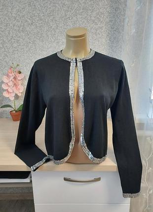 Праздничный черный кардиган с шелком frangi.