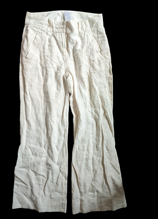 Широкие кремовые льняные брюки