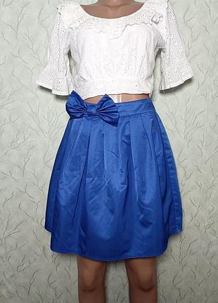 Атласная мини юбка юбка клеш papaya