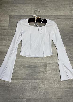 Нова біла кофтинка жіноча з довгим рукавом топ в стилі печворк