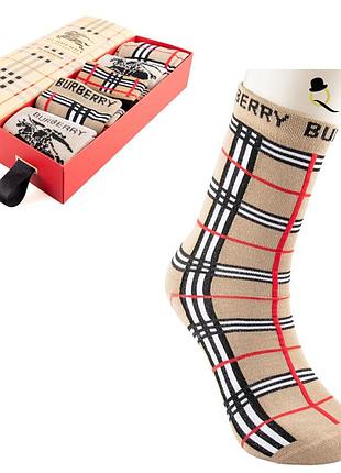 Стильний набір носків burberry 6 пар для справжніх модників коричневі барбері