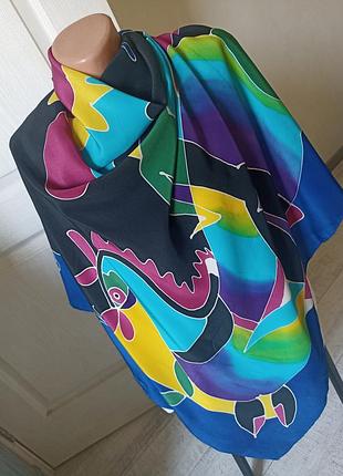 Велика шовкова шаль 110*110см батік