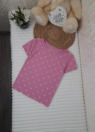 Футболка в рубчик мелкий цветочек primark 7-8 лет