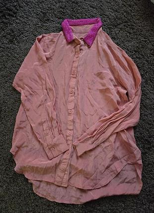 Шёлковая блуза с воротником из бисера