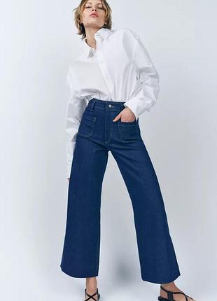 Джинсы zara с высокой посадкой и карманами, р.46евро
