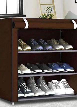 Стелаж тканинний для взуття 3 яруси b-4 коричневий (в)