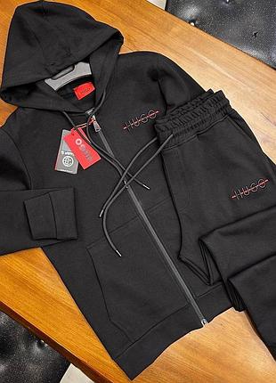 Чоловічий спортивний костюм hugo boss в чорному кольорі