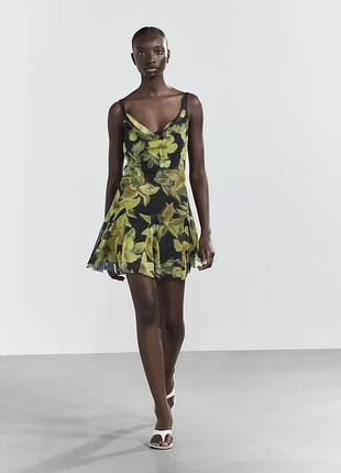Коротка тюлева сукня з принтом