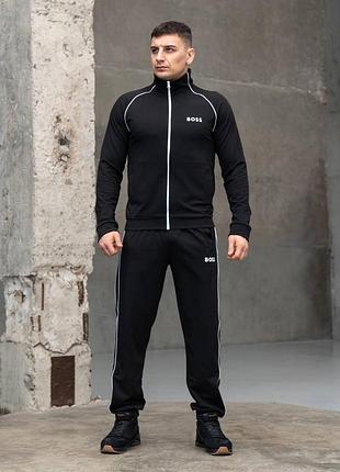 Костюм спортивный мужской чёрный hugo boss black! материал двунитка! весна-лето!