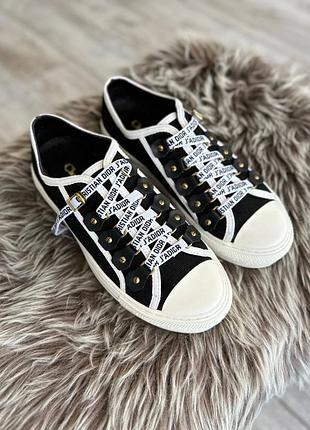 Кеды в стиле di or low top black premium черные с белым