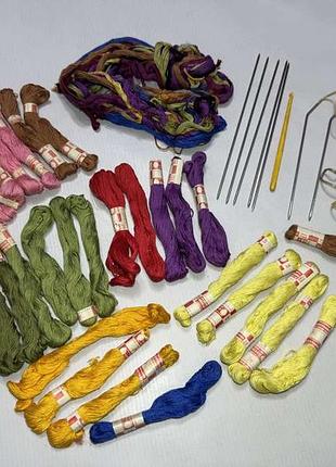 Набор для вышивки, ретро, мулине + спицы, 1973 г, кирова, спутник