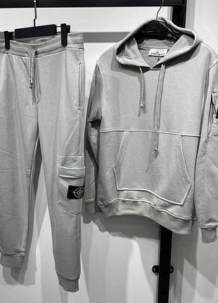 Чоловічий спортивний костюм stone island в сірому кольорі