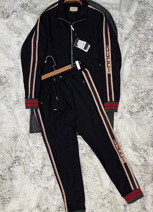 Чоловічий спортивний костюм gucci в чорному кольорі