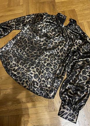 Блуза ошатна леопардовий принт з блиском