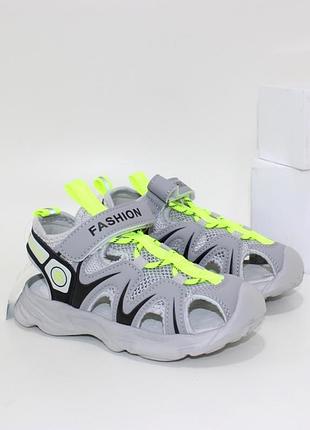 Спортивные босоножки серые, детские босоножки спортивные, сандалии для мальчика