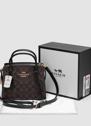 Сумка премиум ❤️ coach andrea carryall in signature canvas brown black