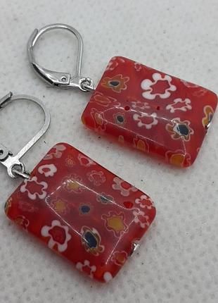 Серьги бижутерия муранское стекло