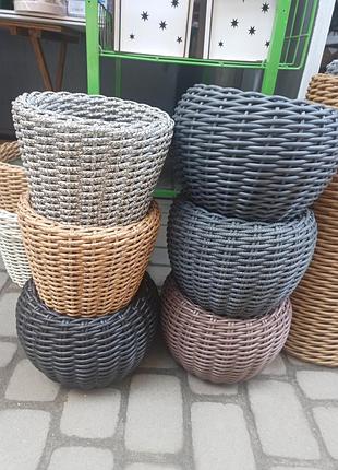 Кашпо из ротанга, удобная работа 3