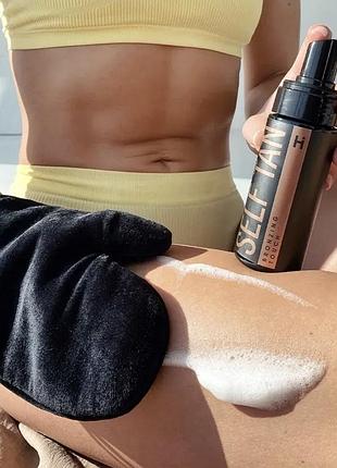 Мус спрей автозасмага для тіла з рукавичкою аплікатором hillary self tan bronzing touch3 фото