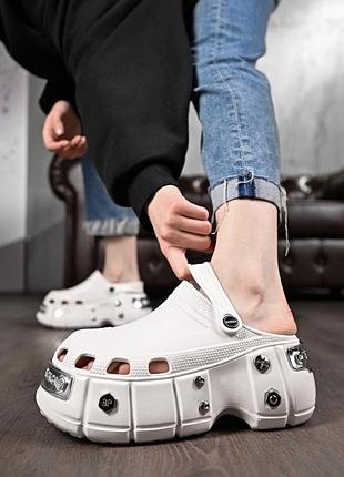 Жіночі крокси на платформі meetal white дл6446