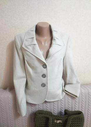 Шикарний вовняний піджак (вовна, шовк) молочного кольору gerry weber, р. 40 (14) (12/16)