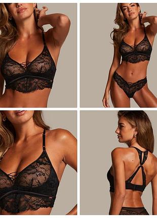 Hunkemoller noir! спокусливий жіночий бюстгальтер, бралет з гарною спинкою s розмір caviar