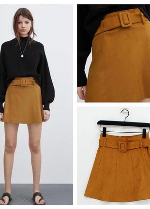 Zara, замшева міні спідниця з поясом від світового бренду
