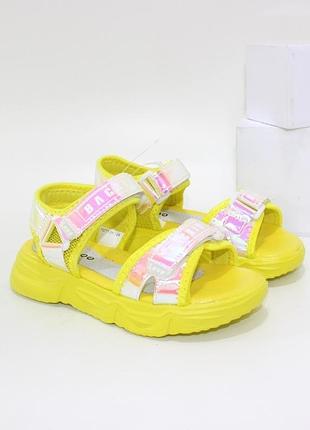 Желтые босоножки на липучках, сандалии для девочек
