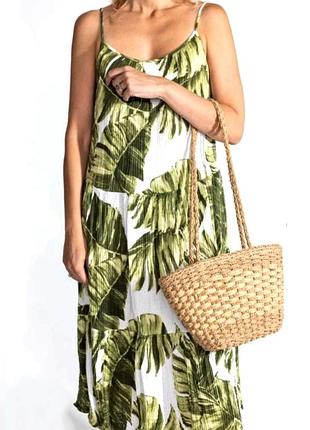 H&amp;m бавовняне плаття сарафан tropical принт у стилі оверсайз /12055/
