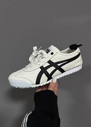 Класні жіночі кросівки asics onitsuka tiger mexico 66 white black білі з чорним
